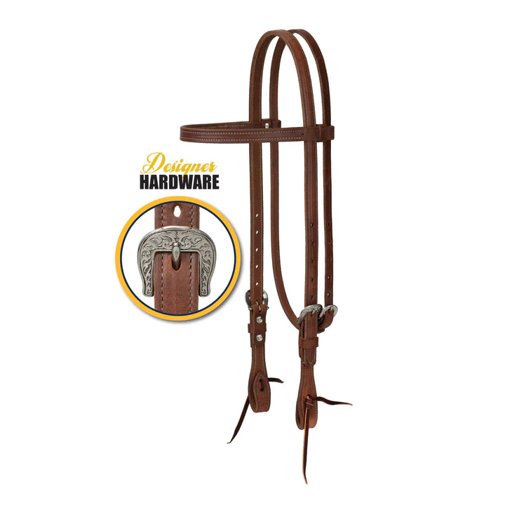 Synergy Latigo Leather Lined Headstall with Floral Designer Hardware