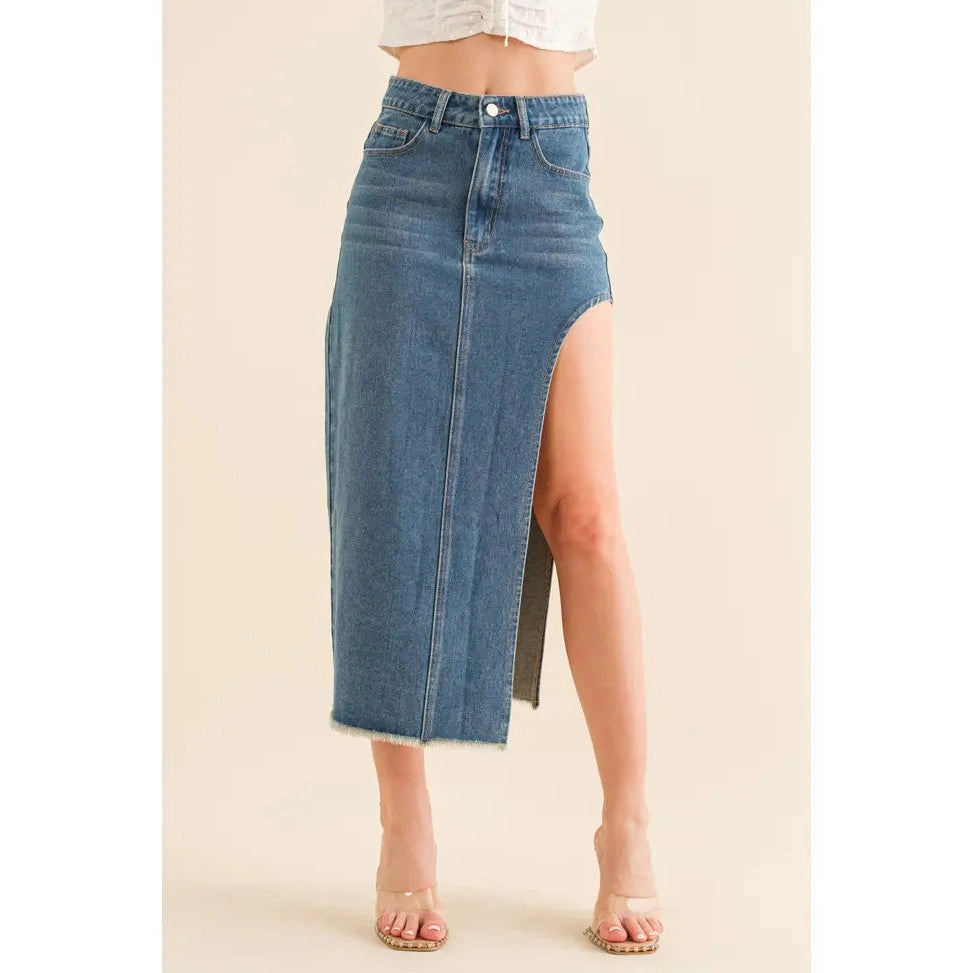 Denim skirt 2024 with slit