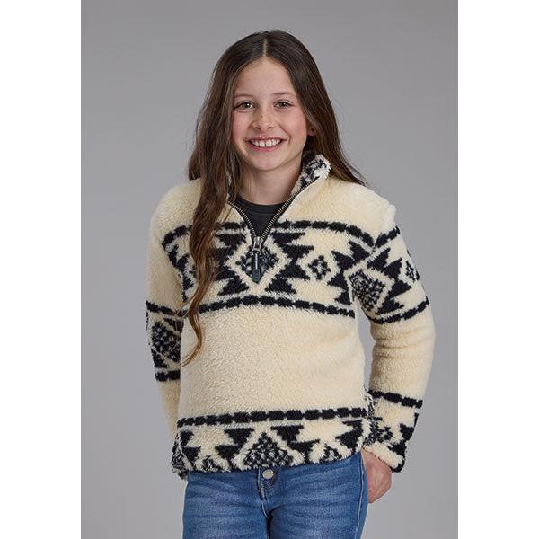 Roper Girl's Long Sleeve Fleece Jacket- Black
