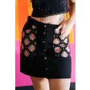 Lucky & Blessed Black Button Down Mini Skirt w./Aztec Detail