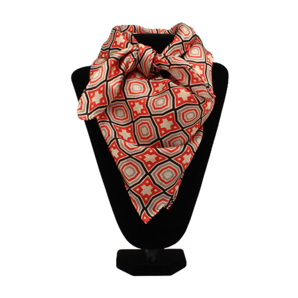 M&F 33x33 Silk Geometric Wild Rag - Red/Black/Grey