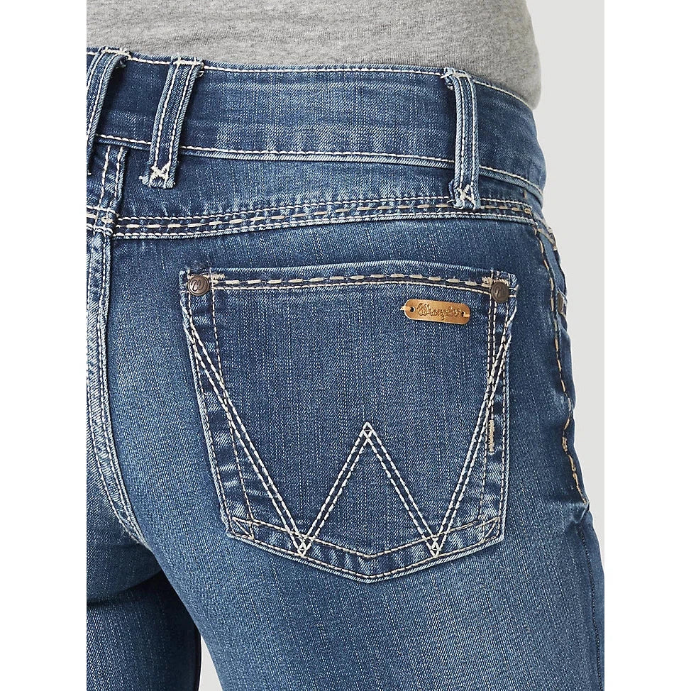 Wrangler Women's Retro Mae Mid Rise Bootcut Jeans - Dark Blue