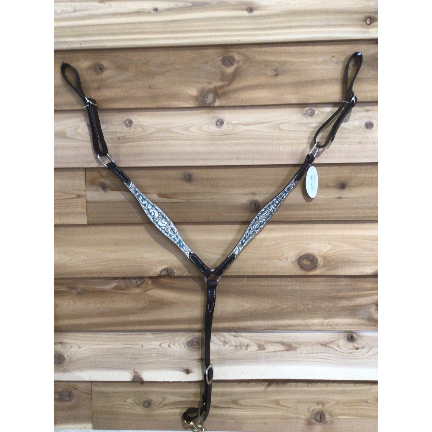 San Saba Equine Chocolate Shaped Floral Buckstich Breastcollar