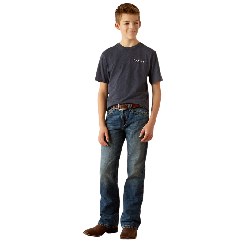 Ariat Boy's Camo Patriot Short Sleeve T-Shirt - Navy Heather