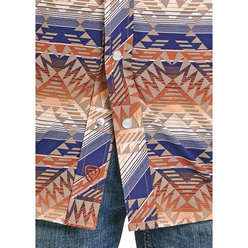 Rock & Roll Boy's Long Sleeve Aztec Print Shirt - Tan