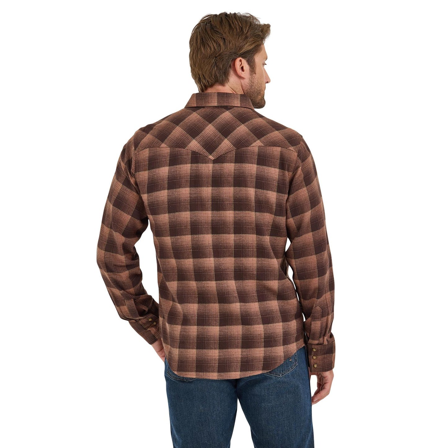 Wrangler Men's Wrangler Retro Modern Fit Flannel Long Sleeve Snap Shirt - Brown
