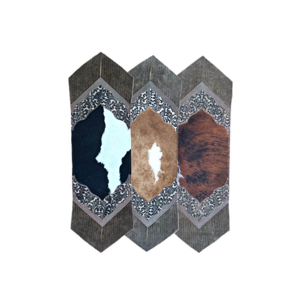 D2W Trading Mini Table Runner Model 2 - Croc Turquoise with Fringe