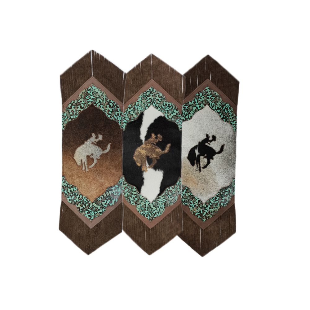 D2W Trading Mini Table Runner Model 2 Bucking Horse with Fringe Details