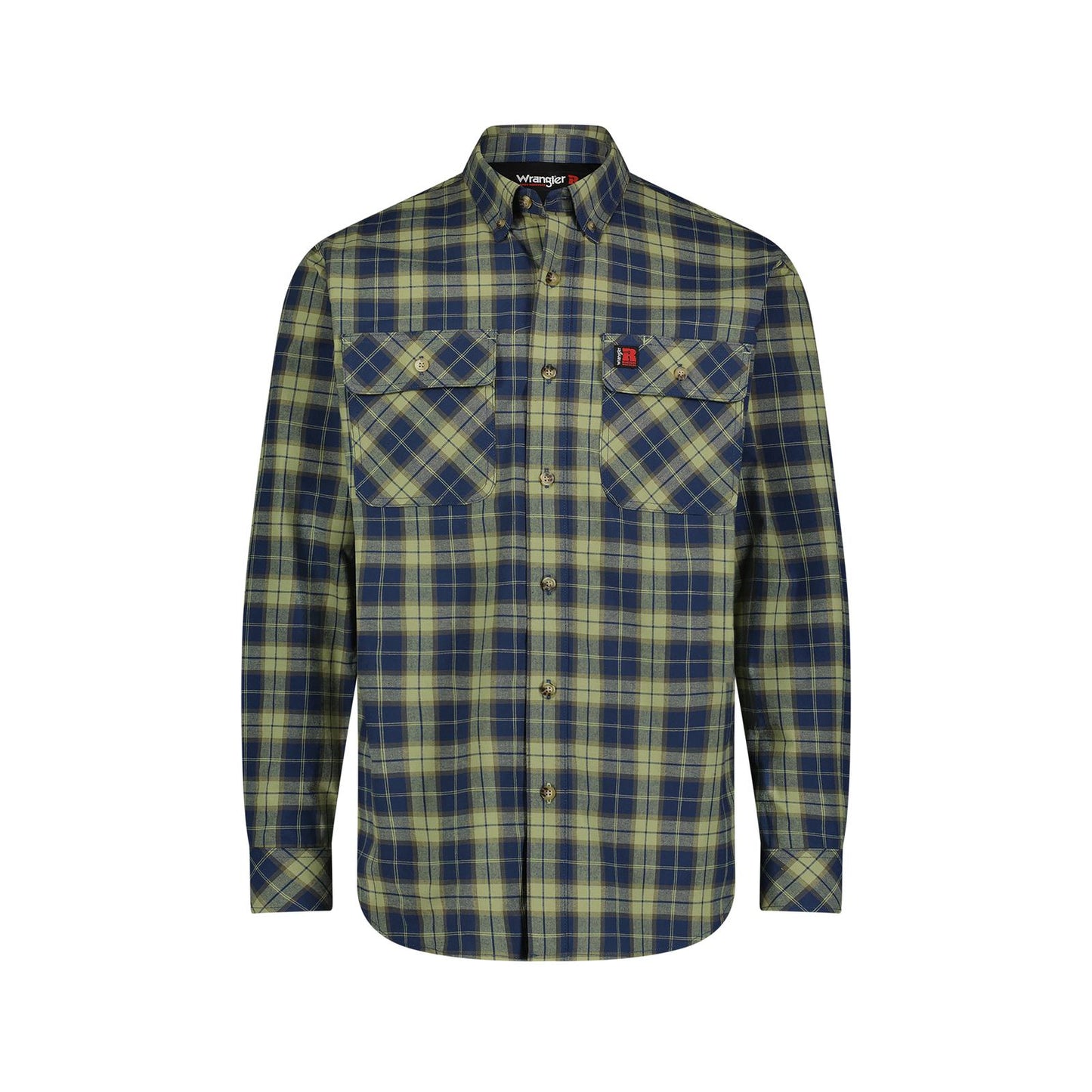 Wrangler Men's RIGGS Foreman Plaid Long Sleeve Workwear Shirt - Sage Navy Plaid