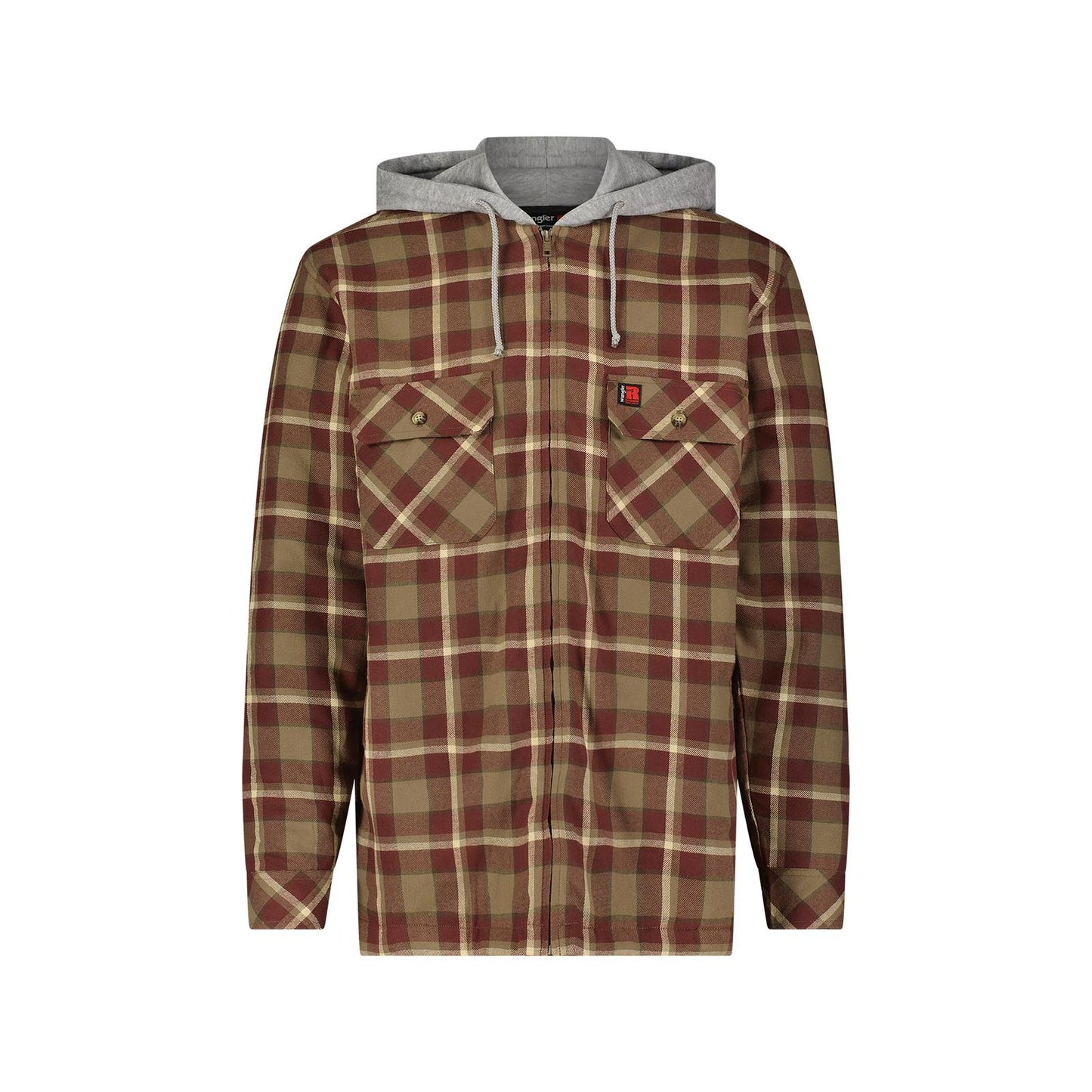 Wrangler Men's RIGGS Workwear Flannel Hooded Jacket - Chocolate Burgundy