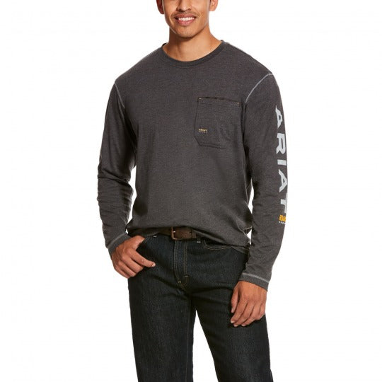 Ariat Men's Rebar Workman Logo Long Sleeve T-Shirt - Charcoal Heather