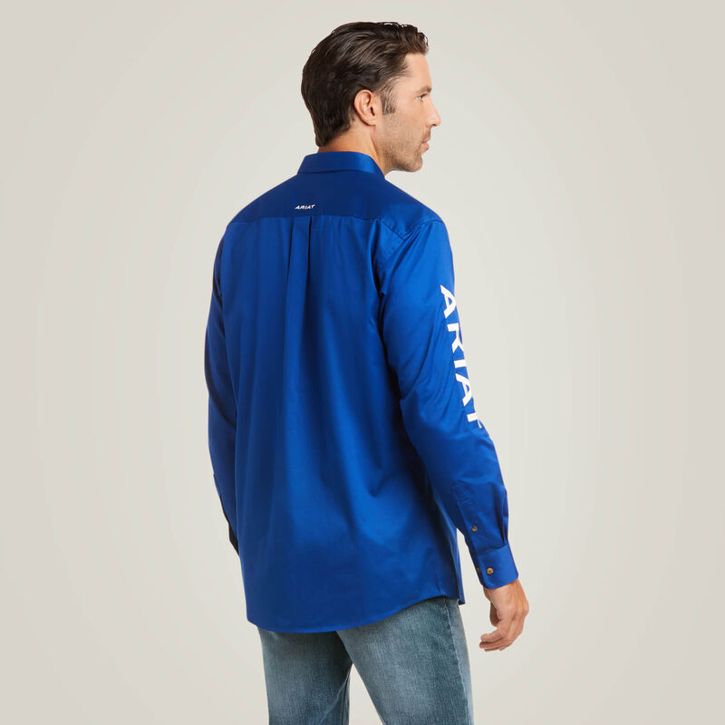 Ariat Men's LS Team Logo Twill Fitted Shirt - Ultramarine White
