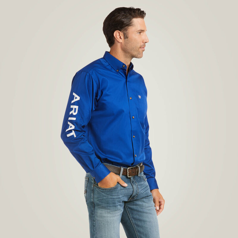 Ariat Men's LS Team Logo Twill Fitted Shirt - Ultramarine White
