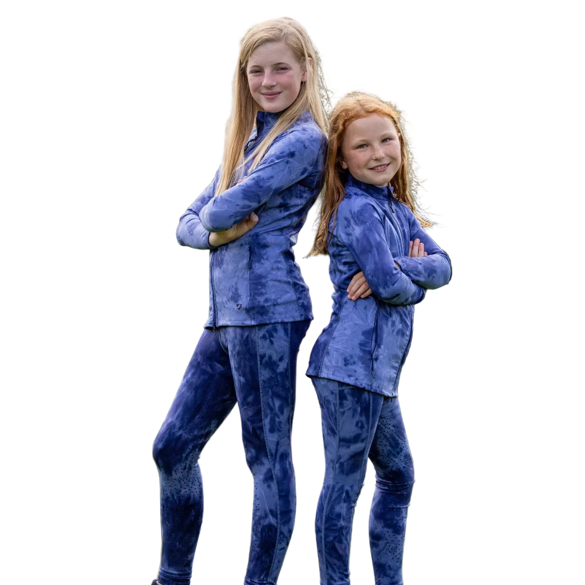 Aubrion Non-Stop Riding Tights - Young Rider - Navy Tie Dye