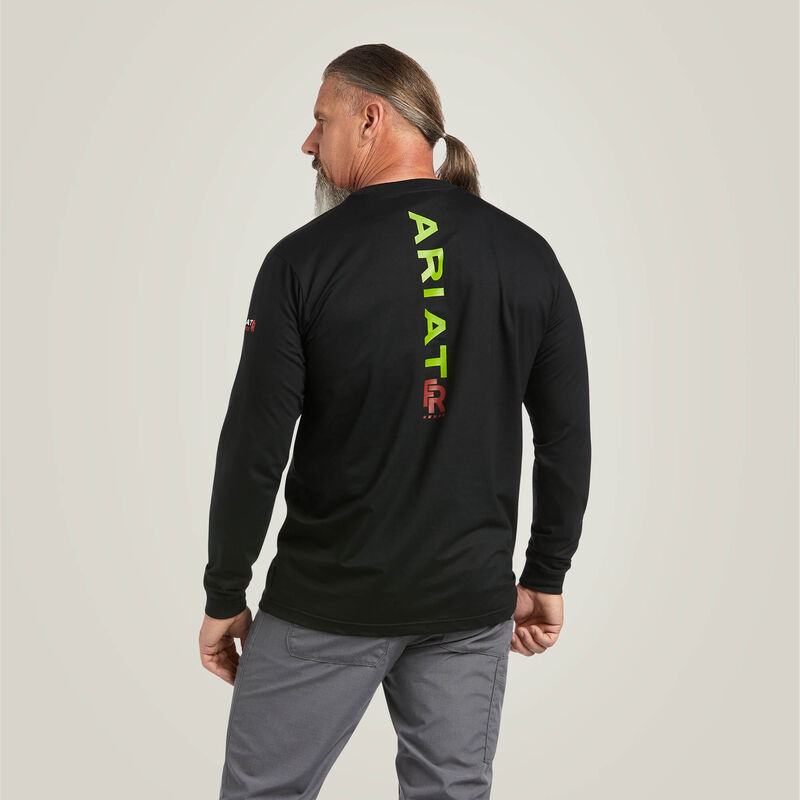 Ariat Men's FR Stretch Logo T-Shirt  Black/Lime