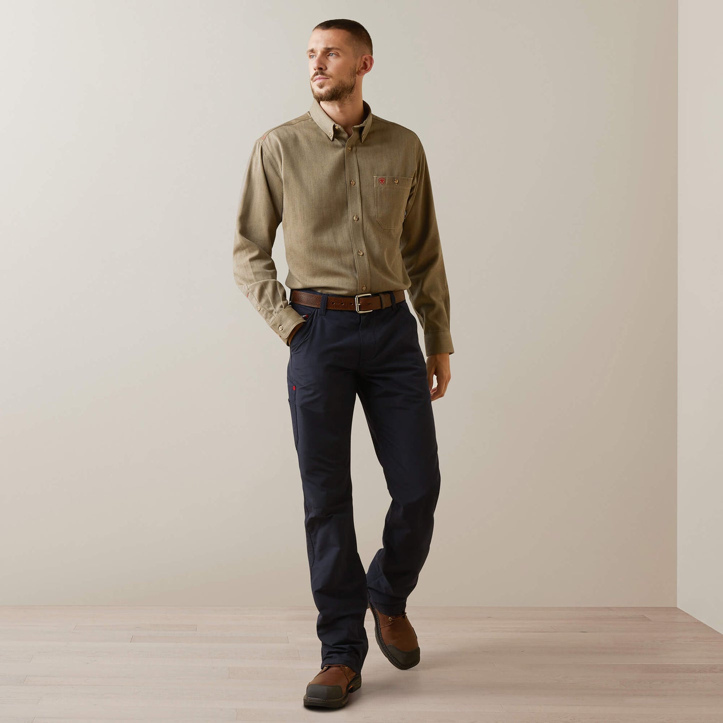 Ariat Mens FR Inherant Work Shirt - Khaki Heather