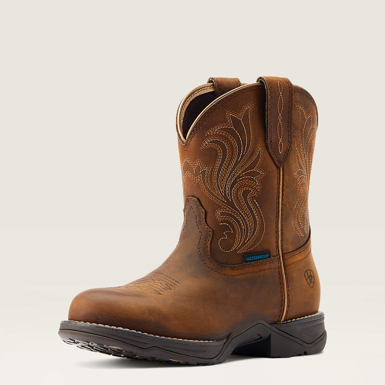 Ariat Womens Anthem Round Toe Shortie Waterproof Western Boots - Glazed Brown