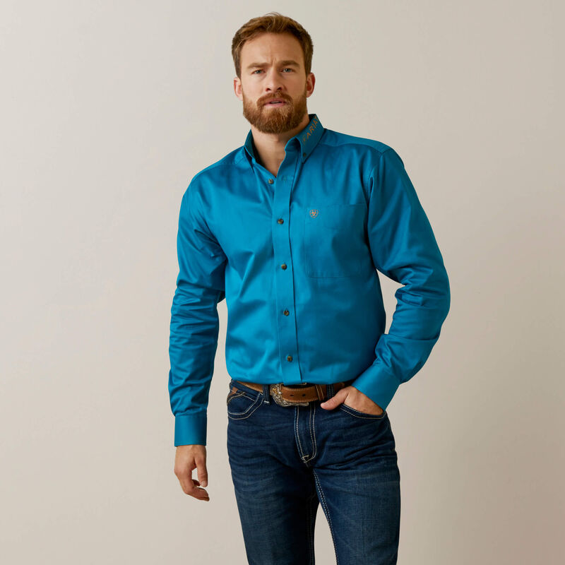 Ariat Men's Team Logo Twill Fitted Shirt - Deep Turquoise