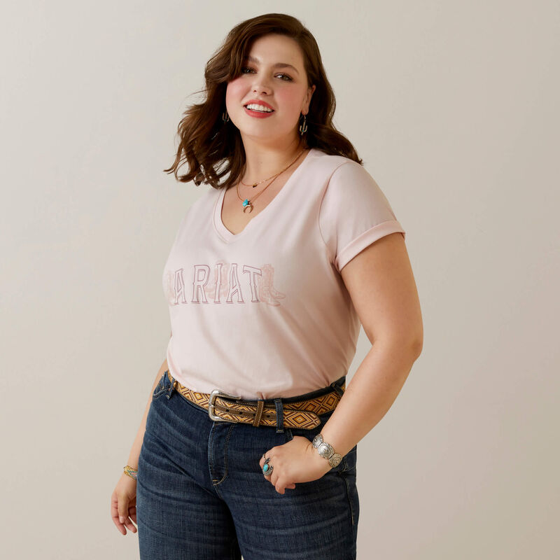 Ariat Women's Boot Outline T-Shirt - Chalk Pink