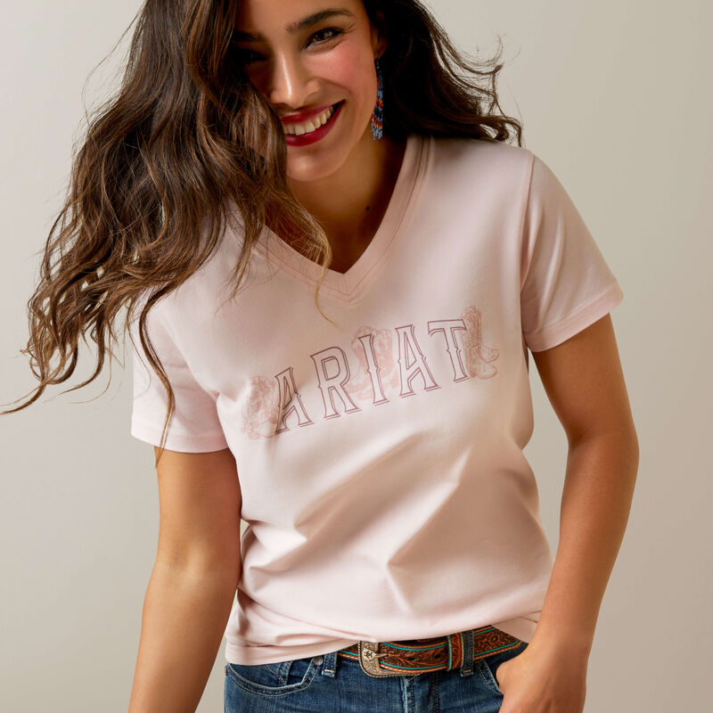 Ariat Women's Boot Outline T-Shirt - Chalk Pink