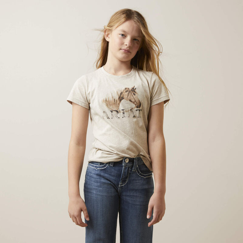 Ariat Girl's Caballo Tee - Oatmeal Heather