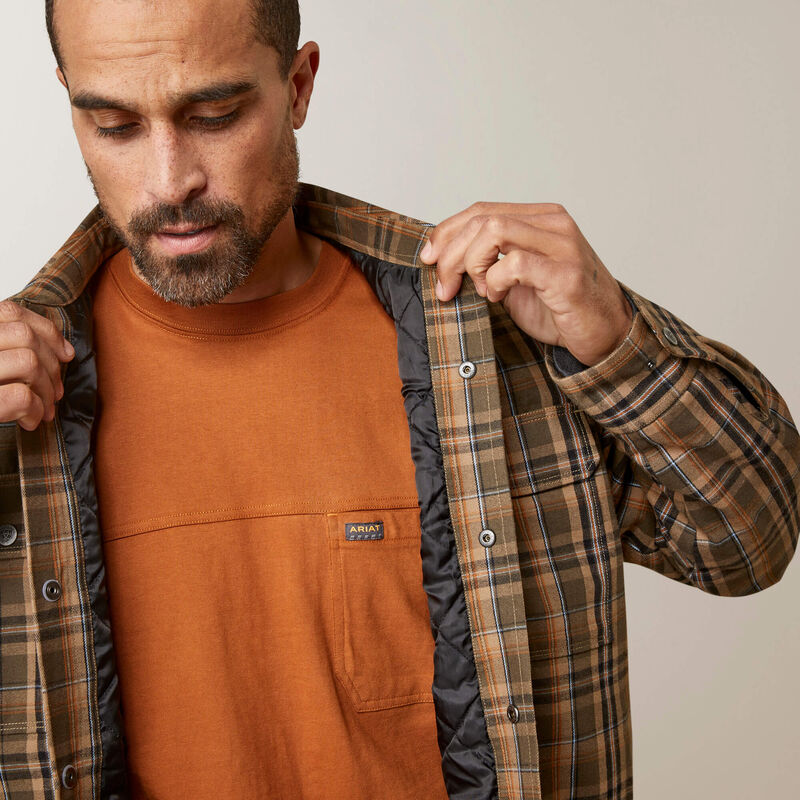 Ariat Men's Rebar Flannel Insulated Shirt Jacket Wren Plaid