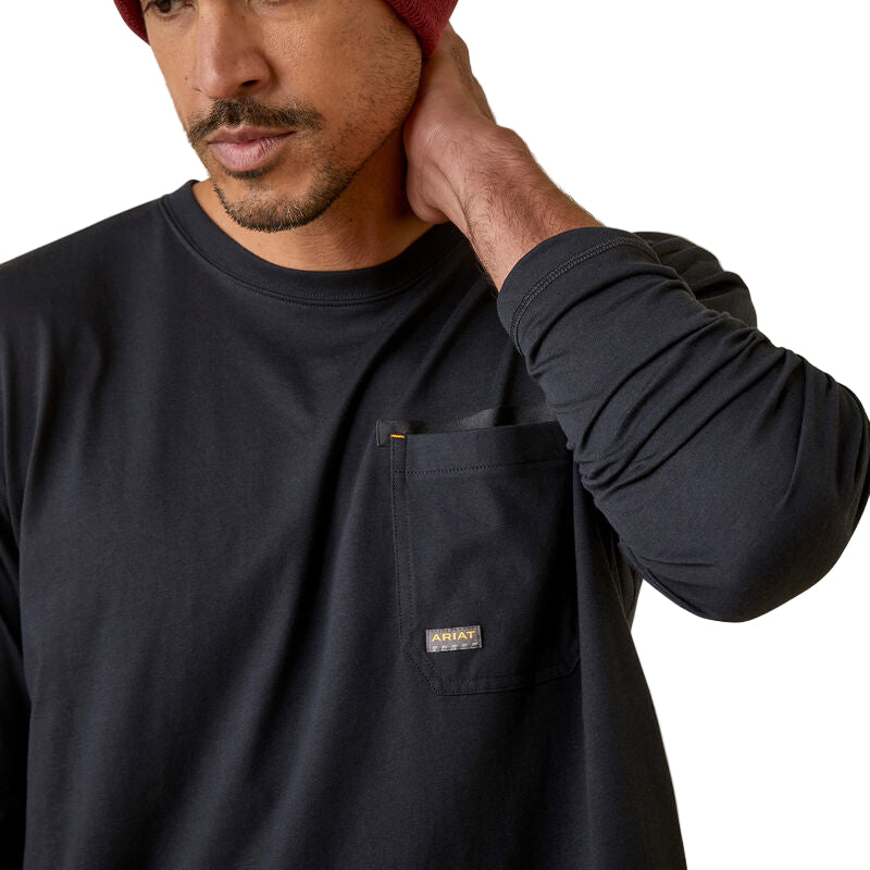 Ariat Men's Rebar Workman Blueprint Long Sleeve Shirt - Black