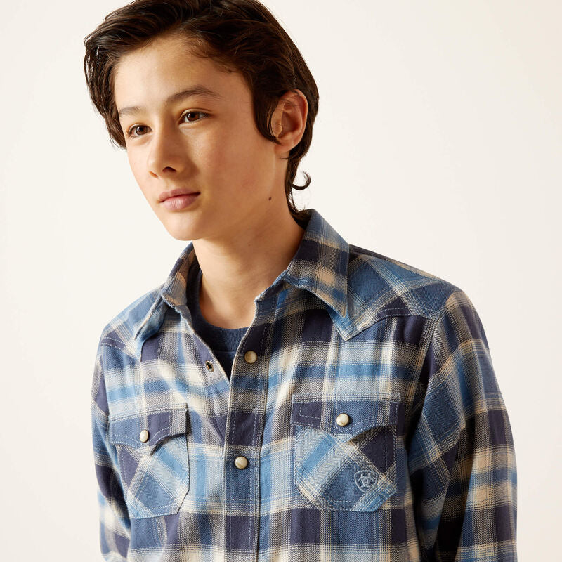 Ariat Boy's Hoyt Retro Fit Long Sleeve Shirt - Charcoal Grey