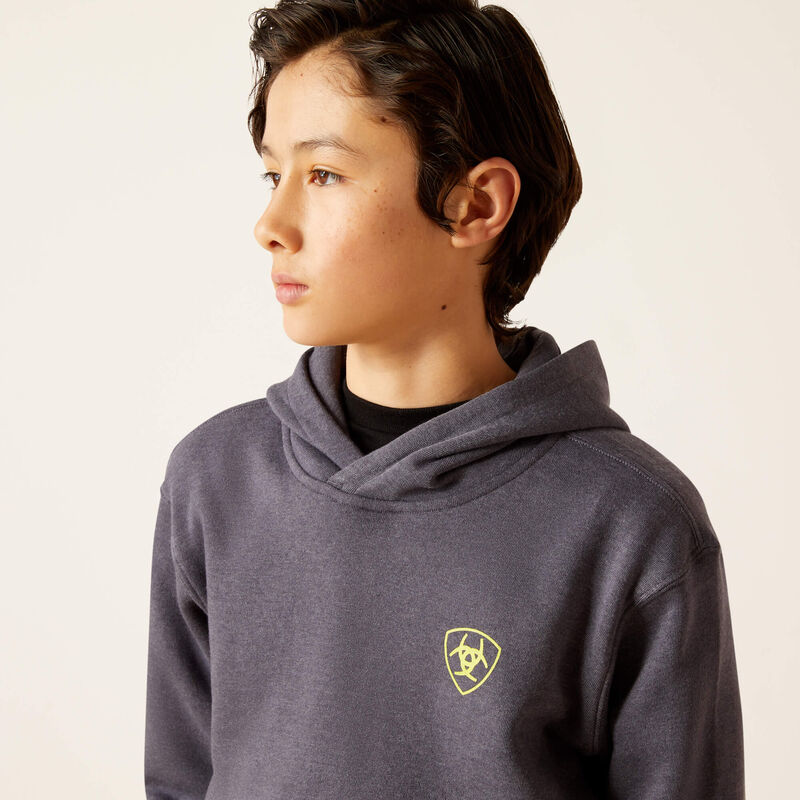 Ariat Boy's Gradient Badge Hoodie - Odyssey Gray Heather