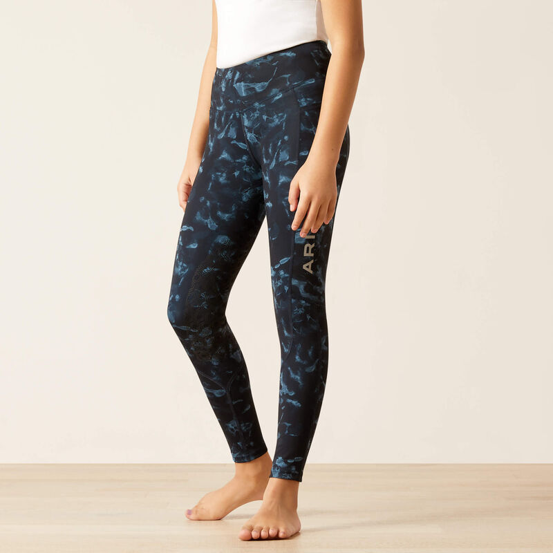 Ariat Girl's Eos Print Knee Patch Tight - Stormy Skies