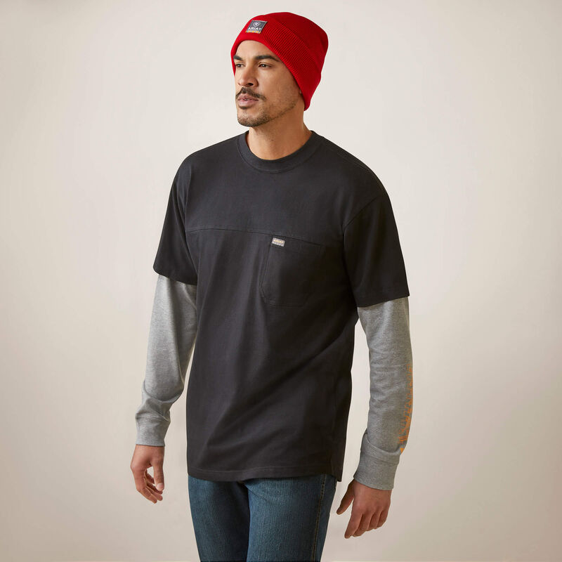 Ariat Men's Rebar Cotton Strong Dually Shirt - Black/Heather Grey