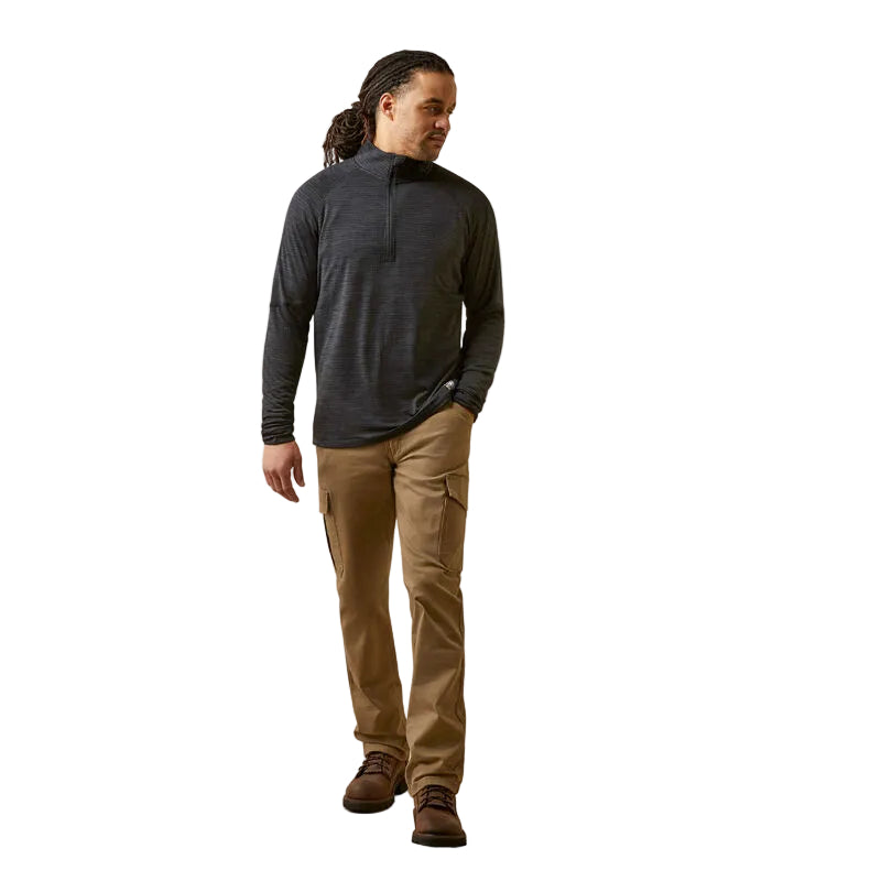 Ariat Men's Rebar Gridwork Baselayer 1/4 Zip T-Shirt - Black
