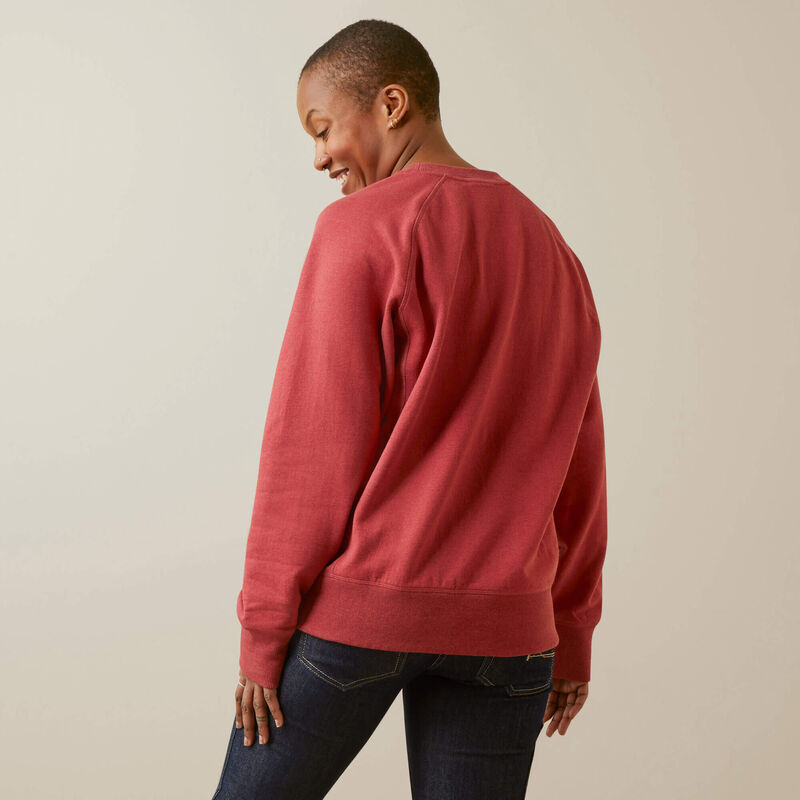 Ariat Women's Rebar Workman Washed Fleece Sweatshirt - Red Dahlia Heather