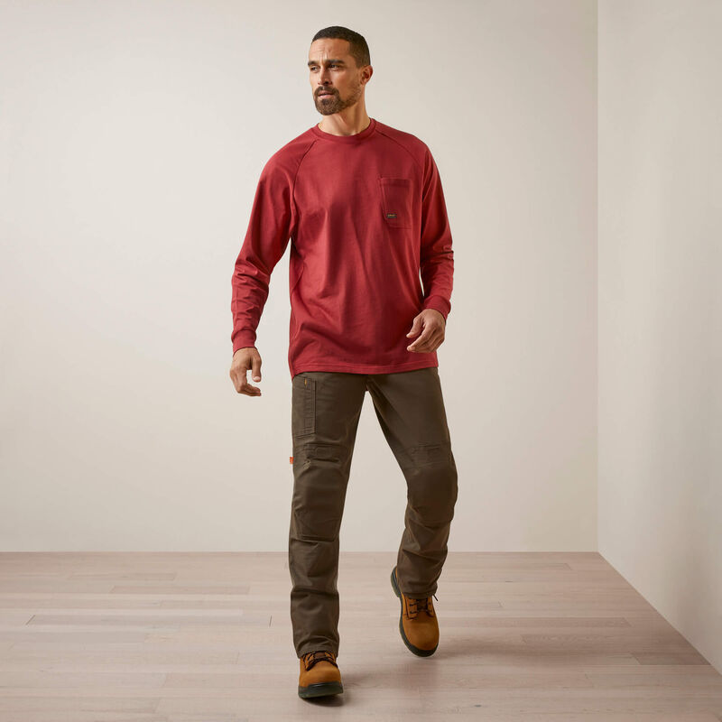 Ariat Men's Rebar Cotton Strong Long Sleeve T-Shirt - Brick Red