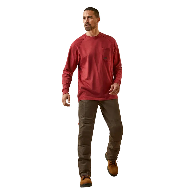 Ariat Men's Rebar Cotton Strong Long Sleeve T-Shirt - Brick Red