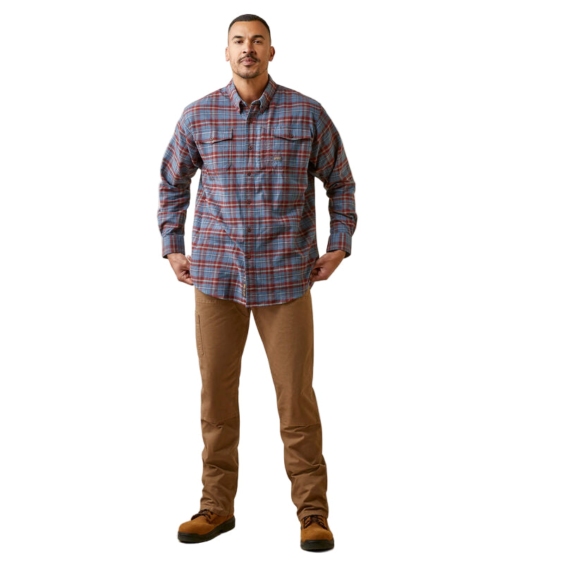Ariat Men's Rebar Flannel DuraStretch Work Shirt - New Maroon