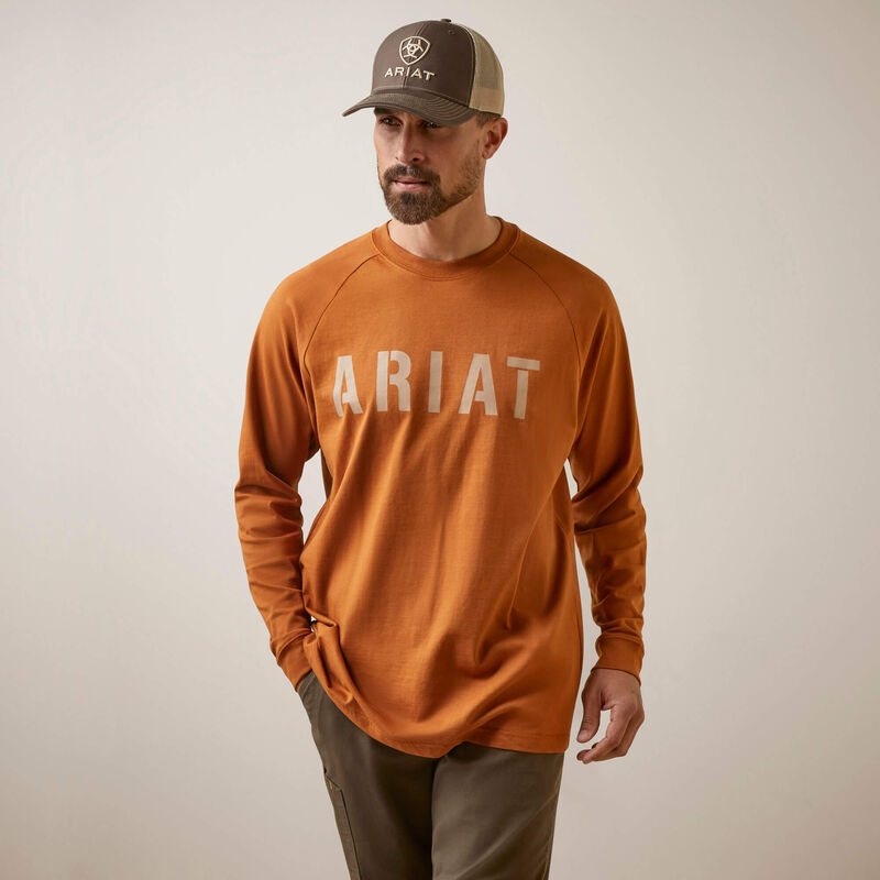 Ariat Men's Rebar Cotton Strong Block T-Shirt - Carmel Cafe