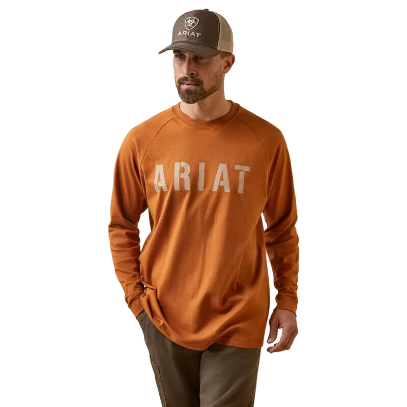Ariat Men's Rebar Cotton Strong Block T-Shirt - Carmel Cafe