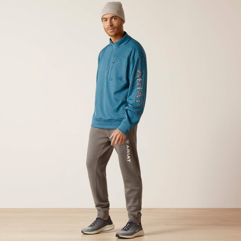 Ariat Men's Team Logo 1/4 Zip Sweatshirt - Mallard Blue