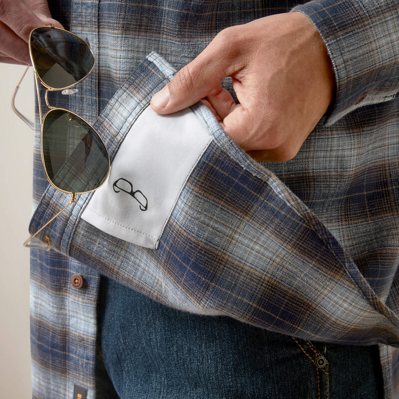 Ariat Men's Rebar Flannel DuraStretch Work Shirt - Blue Khaki Plaid