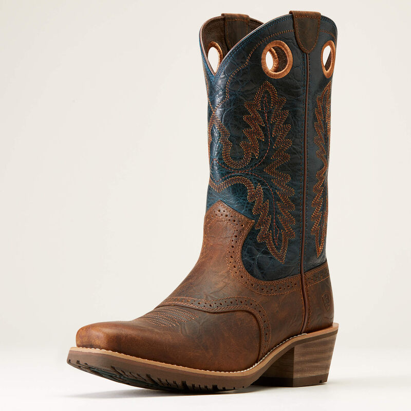 **Ariat Men's Hybrid Roughstock Square Toe Western Boots - Fiery Brown Crunch - FINAL SALE