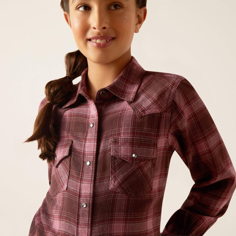 Ariat Girl's Lucky Snap Long Sleeve Shirt - Clove Brown