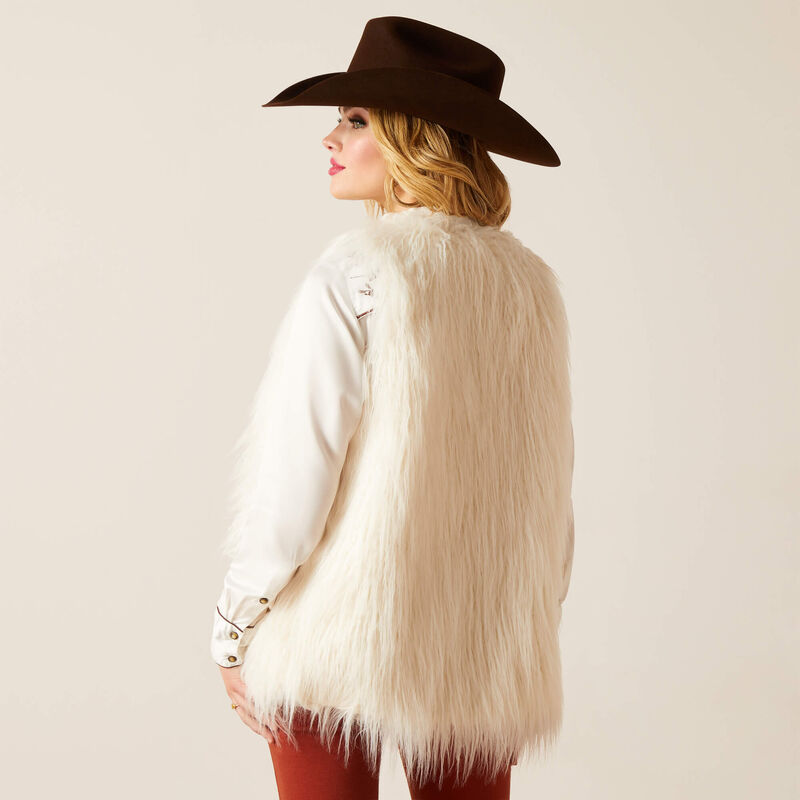 Ariat Women's Fae Faux Fur Vest - Coconut Milk