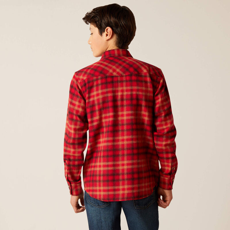 Ariat Boy's Heber Retro Fit Shirt - Cranberry Crimson