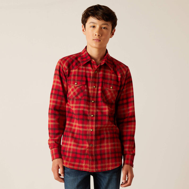 Ariat Boy's Heber Retro Fit Shirt - Cranberry Crimson