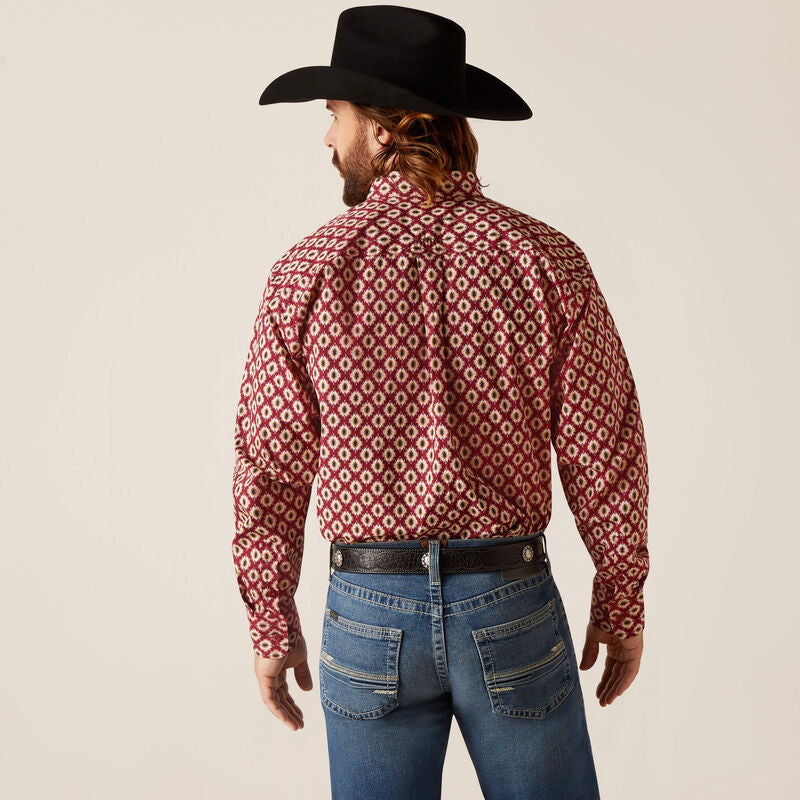 Ariat Men's Nevil Long Sleeve Classic Fit Button Down Shirt - Tibetan Red