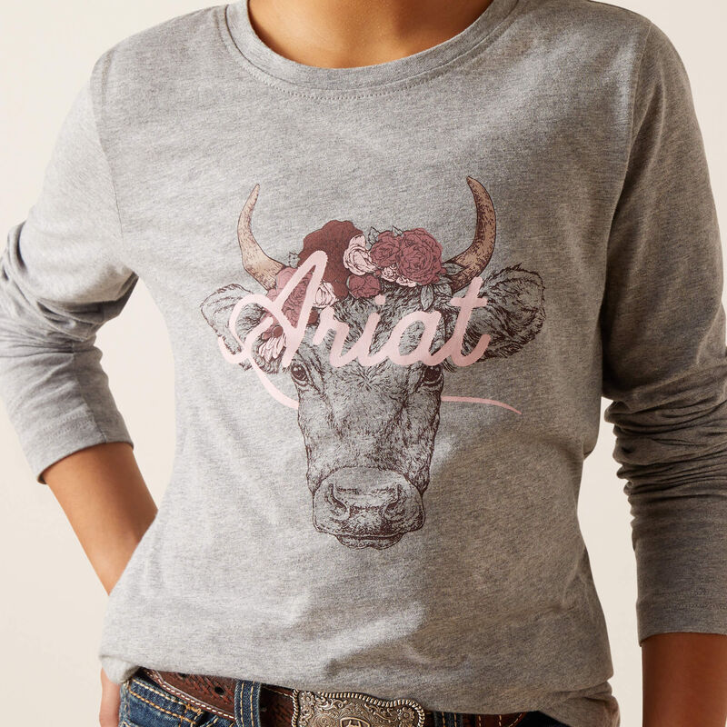 Ariat Girl's Fawna Long Sleeve T-Shirt - Heather Grey