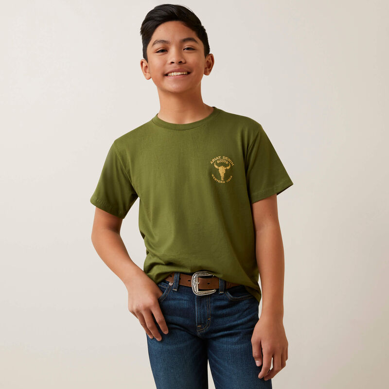 Ariat Kid's Bison Skull T-Shirt - Army