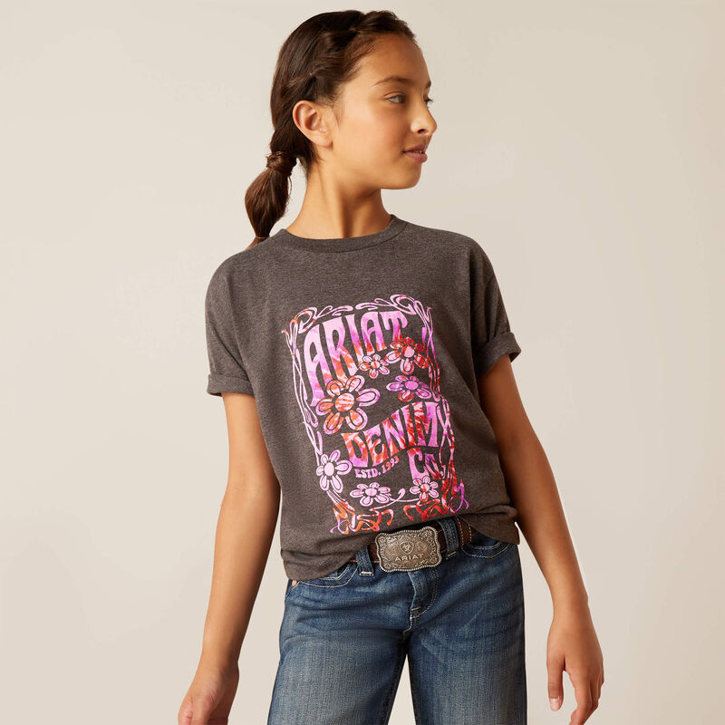 Ariat Girl's Presents Short Sleeve T-Shirt - Charcoal Heather