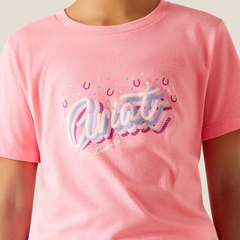 Ariat Girl's Rainbow Script T-Shirt - Neon Pink Heather